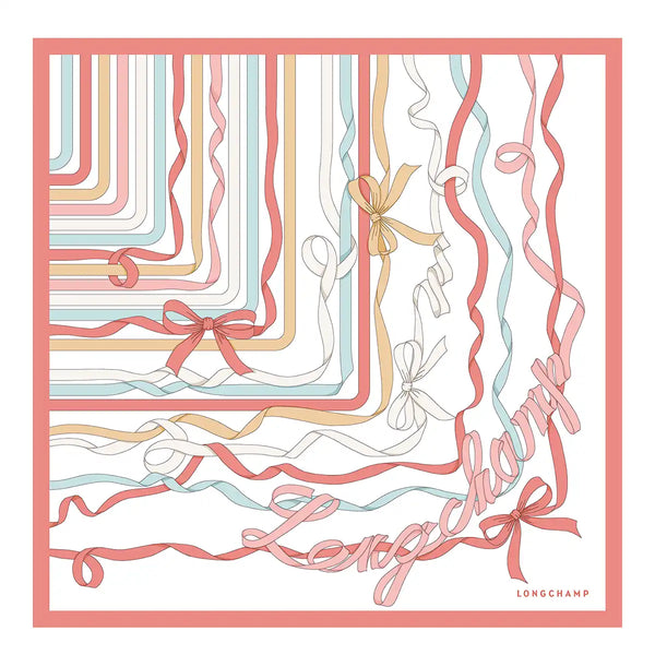 Ruban Longchamp - Carré de soie (50x50) - Crème (407)